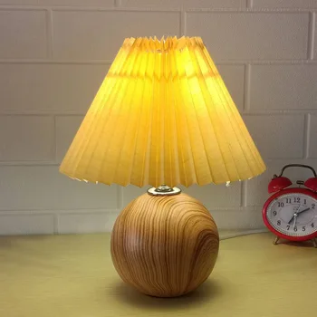 Kórejský Vintage Keramické Skladaný Stolové Lampy, Ratanový Drevo Stolná Lampa Spálňa Nočné Svetlo Modernej In urob si sám Stáť Svetlá Domova