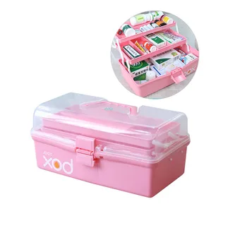 Tri-Tier Medicíny Úložný Box Prvá Pomoc Kit Plastové Skladacie Lekárske Hrudníka Organizátor Pre Make-Up Papiernictvo Skladovacie Škatule A22
