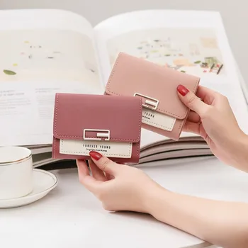 2020 nové malé peňaženky, žena krátke kórejská verzia módne trojnásobne kontrast farieb študent Roztomilý Mini móda peňaženky vrecku