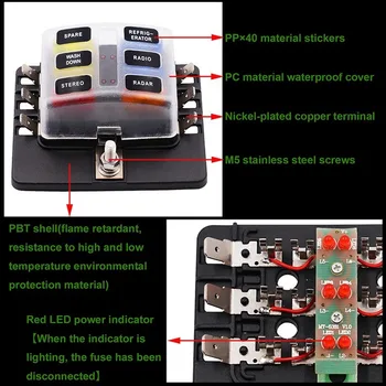 12-30v Byt. rozvádzač Držiteľ M5 Stud S LED Indikátor 1 do 6 z PC nepremokavé protiprachový kryt pre Auto Auto, Loď, Námorné Trike