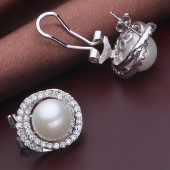 Sladkovodná perla Stud Náušnice Prírodné Pearl náušnice ,veľké perly šperky pre ženy ,ročník zirconia 925 Sterling silver