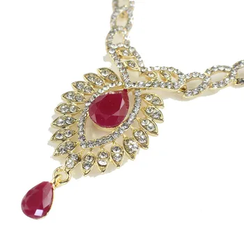 Jiayi jiaduo nové svadobné šperky, nastavený pre Indické ženy zlata-farebná svadobný náhrdelník retro červená príslušenstvo