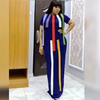 Afrika Maxi Šaty Afriky Šaty Pre Ženy Dashiki Prúžok Patchwok Župan Boubou Africaine Femme Bazin Plus Veľkosť Afriky Oblečenie