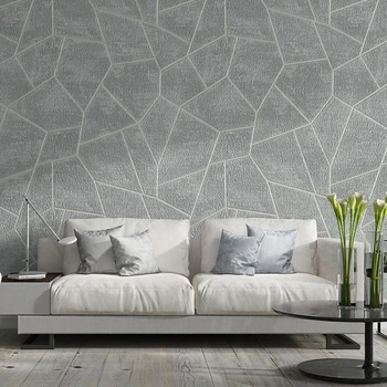 Moderné 3D Geometrické Semiš Tapety netkanej Textílie, Spálne, Obývacia Izba Gauč TV Pozadí Steny Sivé Tapety Domova Roll