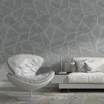 Moderné 3D Geometrické Semiš Tapety netkanej Textílie, Spálne, Obývacia Izba Gauč TV Pozadí Steny Sivé Tapety Domova Roll