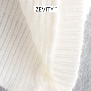 Zevity Nové 2020 ženy móda kríž v krku viazané pletenie sveter dámy základné bez rukávov bežné slim svetre elegantné topy S339