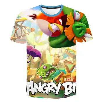 Letné nové 3D detské oblečenie Chlapci T-Shirt Vtáky 2 tlačiť Nový Príchod Film deti Angry dievča, t-shirt dieťa 100-160 ležérny top čaj