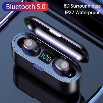 TWS Bluetooth 5.0 Slúchadlá S Nabíjanie Box Bezdrôtové Slúchadlá 9D Stereo Športové Vodotesné Slúchadlá Slúchadlá, Mikrofón