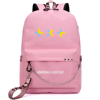 Kpop kórejský Zajtra X Spolu TXT Tlač Ženy Batoh USB Nabíjanie Notebooku Batoh Plátno Ružová Školské Tašky Cestovné Bagpack