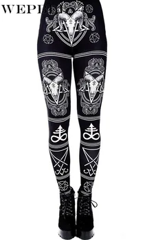 WEPBEL Ženy 3D Digital Print Leggings Vysoký Pás Gotický Silm Nohavice Push Up Fitness Nohavíc Žena Úsek Punk Rock Legíny