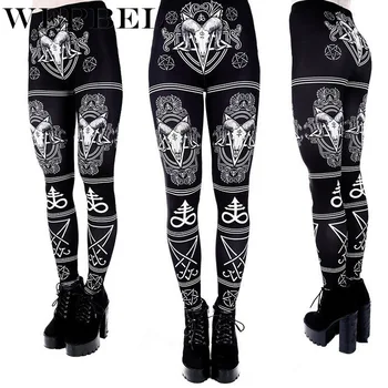 WEPBEL Ženy 3D Digital Print Leggings Vysoký Pás Gotický Silm Nohavice Push Up Fitness Nohavíc Žena Úsek Punk Rock Legíny