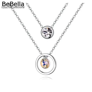 BeBella 2 vrstvy reťaze prívesok náhrdelník s Kryštálmi od Swarovski trendy módne šperky darček pre ženy, dievčatá milenca