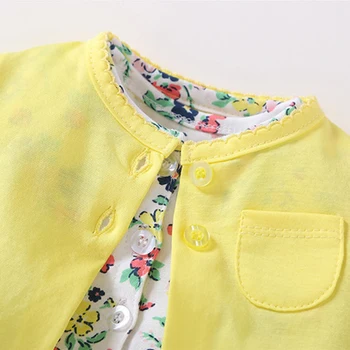 2021 Lete Novorodenca Dievčatá Oblečenie Set Bavlna Baby Kombinézu Šaty Dlhé Rukávy Kabáta+Krátky Rukáv Šaty 2 Ks Súpravy