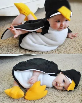 Detské Zimné Oblečenie Novorodenca Baby Chlapci, Dievčatá Cosplay Cartoon Penguin Romper Kombinézach Obuv, Oblečenie, Dojčenské Oblečenie