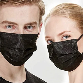 50/100/200 Ks Čierna Maska na Ústa Masku, Jednorazové tvár Tvár Masky Non-tkané Maska 3 Filter Aktivuje Anti Znečistenia Masky 12h Lode