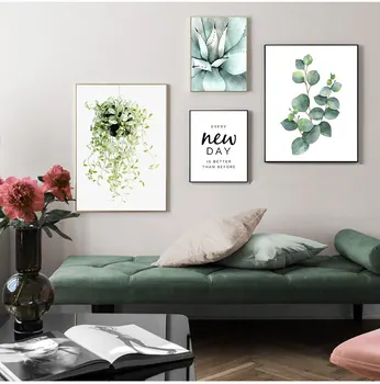 Zelené Rastliny Eukalyptu Tlač Šťavnaté Wall Art Plátno na Maľovanie Nordic Pozitívny Obraz pre Obývacia Izba Moderného Domova