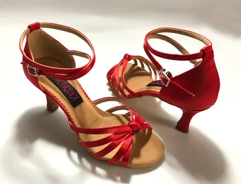 Fashional & profesionálne dámske latinské tanečné topánky sála salsa tanečné topánky tango topánky Červený satén 6203R