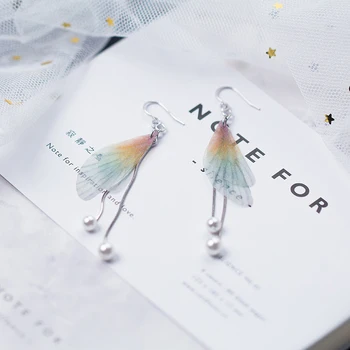 Colusiwei Nové Rýdzeho Striebra 925 Pestrofarebných Motýlích Krídel Elegant Pearl Drop Visieť Náušnice pre Ženy Háčik Náušnice Jemné Šperky