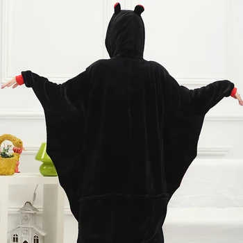 Dospelých Anime Black Bat Kigurumi Onesies Cosplay Kostým Ženy Muži Zábavné Teplé Mäkké Zvierat Onepieces Sleepwear Jumpsuit Domov Utierky