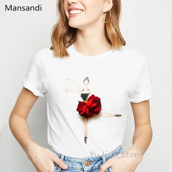 Tričko ženy red rose sukne kvety tlače dievča t-shirt oblečenie 2019 móde t shirt femme harajuku summmer topy kvetinový tričko