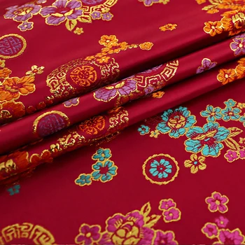 Hodvábny satén odev, textílie, brocade, žakárové tkaniny materiál na šitie cheongsam a kimono DIY