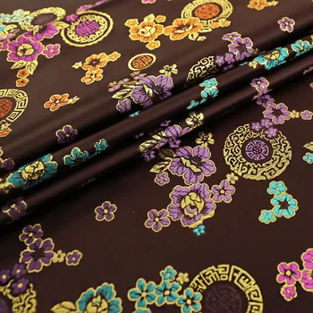 Hodvábny satén odev, textílie, brocade, žakárové tkaniny materiál na šitie cheongsam a kimono DIY