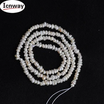 2 pramene, Prírodné biele sladkovodné Perly 2-3 mm Pre Šperky, Takže 15inches DIY náhrdelník náramok ping Veľkoobchod