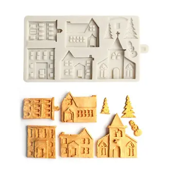 3D Vianočné Dom Silikónové Formy Fondant Cake Zdobenie Nástroje Čokoláda Omietky Sugarcraft Pečenie Plesne dievčatá a chlapci radi