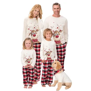 Jeleň Vianočné Pyžamo Nastaviť Otec A Dcéra Dospelé Ženy, Deti, Rodiny Zodpovedajúce Oblečenie Oblečenie Vianoce Sleepwear 2ks/set Top+Nohavice