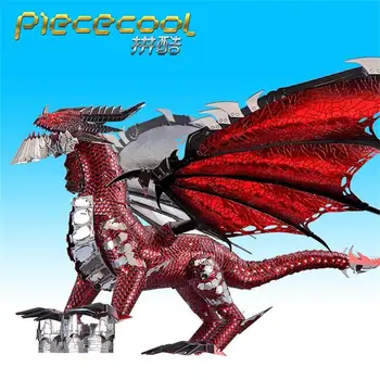 Piececool Black Dragon 3D Kovov Puzzle Model DIY Laserom Rezané Zostaviť Skladačka Hračka Stolové dekorácie, hračky DARČEK Pre deti