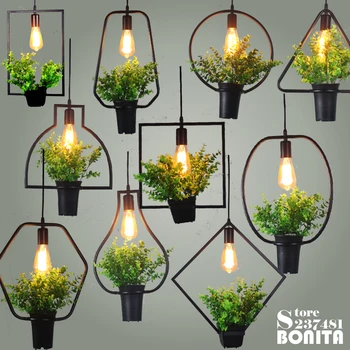 Severná Európa prívesok lampy moderné droplight železa Jednoduché trávy visí svetlá pre reštaurácia Zelené rastliny kábel prívesok svetlo