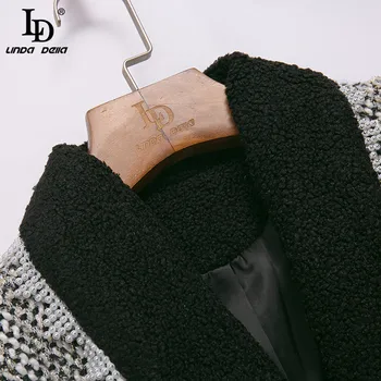 LD LINDA DELLA 2020 Jesenné a Zimné Dámske Bundy s Dlhým Rukávom Tenký Módne Kabát Dizajnér Ženy Vlnené Tweed Bežné Kabát
