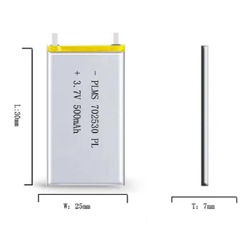 7.0x25x30mm 3,7 V 500mAh Nabíjateľná li Polymer Li-ion Batéria Pre bluetooth headset myši Náramok Náramkové Hodinky 702530