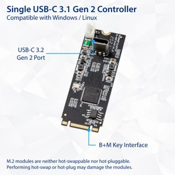 IOCREST USB 3.2 Gen 2 10 Gb / 1-Port Type-C M. 2 22x60 B+M kľúč malej veľkosti radič karty