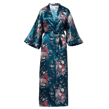 Kvet Sexy Lady Župan Sleepwear Plus Veľkosť 3XL Dlho Nightgown Satin Noc Kúpacie Vane Šaty Nevesta Bridesmaid, Svadobné Kimono