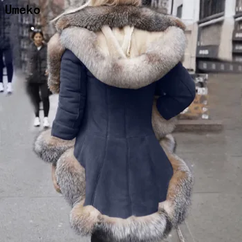 Móda Nový Fox Kožušiny Golier Sleeve Hooded Jacket Wild Dlhej Zime Dochádza Sukne Typ Ženy je Štýlový a Elegantný Kabát Oblečenie Nové