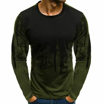 SHUJIN Plus Veľkosť T Shirt Mužov Jar dlhý Rukáv O Krk Voľné Topy Bežné Kamufláž Vytlačené Streetwear Muž Hip T-shirt
