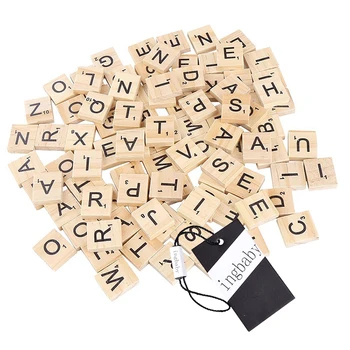 100ks Drevené List Puzzle Abeceda Scrabble Číslo anglické Slová Rozvoja Skoro Vzdelávacie Hračky Pre Deti,
