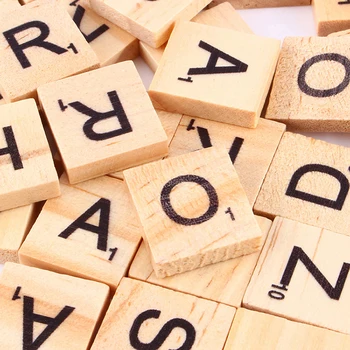 100ks Drevené List Puzzle Abeceda Scrabble Číslo anglické Slová Rozvoja Skoro Vzdelávacie Hračky Pre Deti,