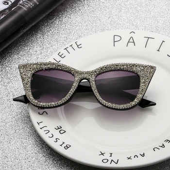 Vintage cat eye slnečné okuliare pre ženy 2020 módne rám na dioptrické okuliare Luxusný Dizajn Značky Uinque diamanty Slnečné okuliare gafas De Sol