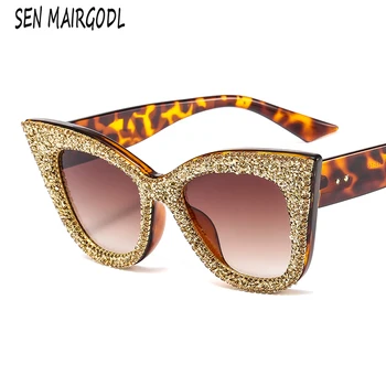 Vintage cat eye slnečné okuliare pre ženy 2020 módne rám na dioptrické okuliare Luxusný Dizajn Značky Uinque diamanty Slnečné okuliare gafas De Sol