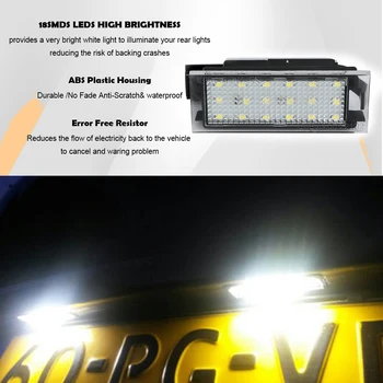 2x Biela LED špz Svetlo Lampy Žiadna Chyba Na Renault Clio Uniknúť Kangoo Koles Kadjar HA HL Laguna Master Megane CC Prevádzky