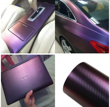 Kvalitné 50cmx152cm Fialová S Blue/ Purple Medi Chameleon Uhlíkových Vlákien Auto Vinyl Zábal Nálepky, Nálepky odvzdušňovací Filmy