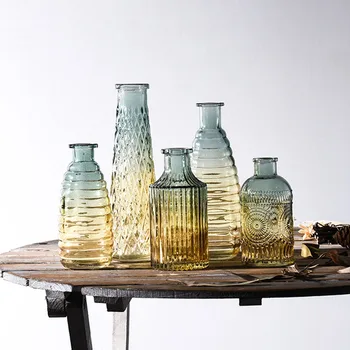 Domáce Dekorácie Príslušenstvo Ornament Vintage Plastický Transparentné Sklenené Vázy Jednoduché Remeslá Plochy Dekor Kvet Usporiadanie