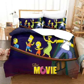 Roztomilý 3D Simpson Family Legrační Karikatúra Perinu pre Deti Kráľovnej King Size,Simpsonovci posteľná bielizeň Nastaviť,150 Posteľ Nastaviť 3d Deka Kryt Sady