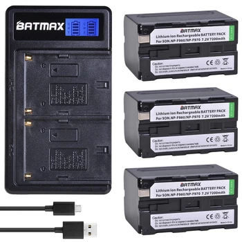 Batmax 3x NP-F970 NP-F960 NP F960 F970 Batérie +LCD USB Duálna Nabíjačka pre Sony F960 F550 F570 F750 F770 MC1500C 190P 198P F950