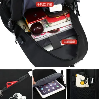 Fortnite Svetelný Batoh pre Študentské a Školské Tašky Voľný čas Vonkajšia Športová Taška Muži Móda USB Nabíjanie Batoh Travel Bag Black