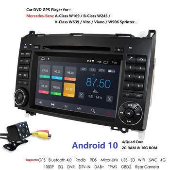 Auto Multimediálny Prehrávač, GPS Android 10 2 Din DVD Automotivo Na Mercedes/Benz/Sprinter/B200/B-class/W245/B170/W169 Rádio Audio 4G