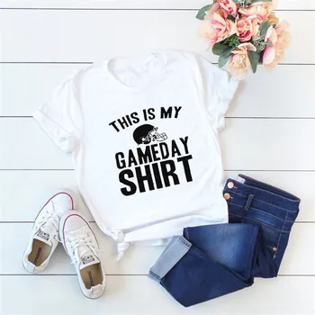 Toto je môj Gameday Tričko List Vytlačiť T-Shirt Ženy O-Krku Krátky Rukáv T Shirt Bežné Tshirts Top ročník Tees