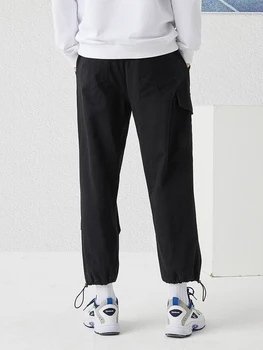 Pioneer Tábora Bavlna pánske Nohavice Módne Streetwear Hip Pop Black jednofarebné Pánske Nohavice 2020 AZK0105010